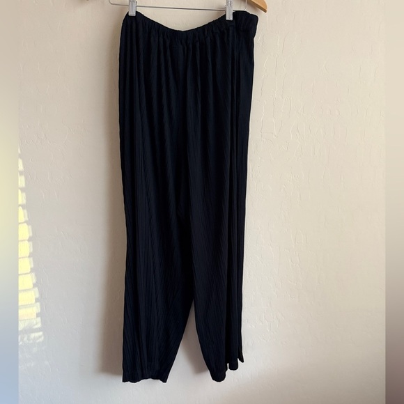 Oska Women Wide Leg Trouser Pant Pull On Crinkle Micro Pleat Lagenlook 14/16 - Picture 8 of 9